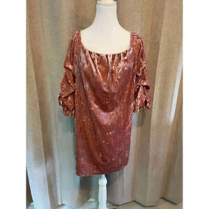 Forever 21 Contemporary Pink Rose Off Shoulder 3/4Sleeve Dress Womens Size Large